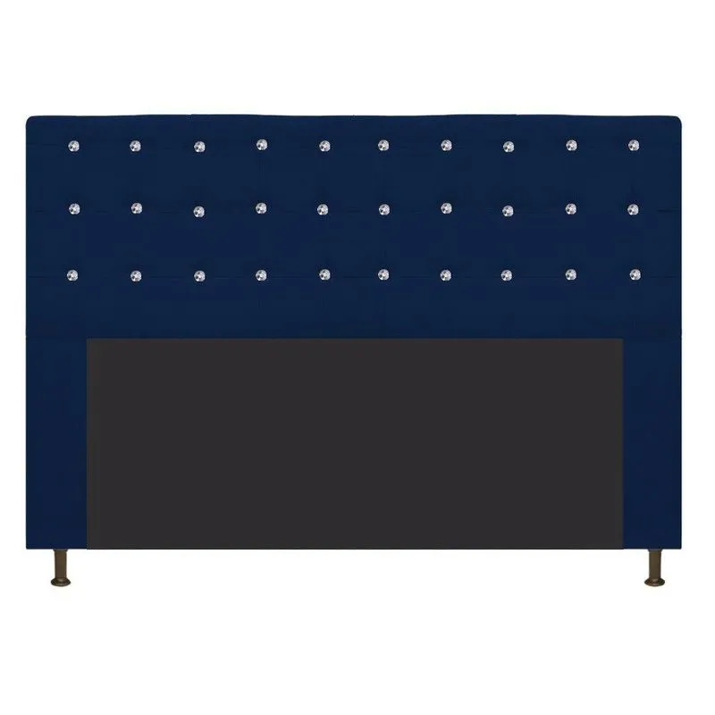 Cabeceira Estofada Dama 195 Cm King Size Azul Marinho