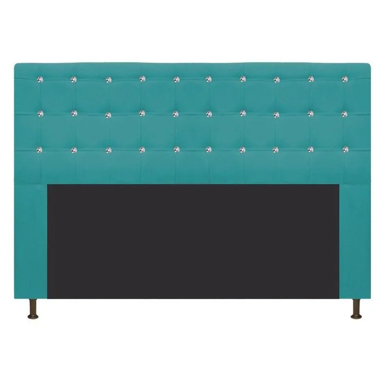 Cabeceira Estofada Dama 195 Cm King Size Suede Azul Turquesa