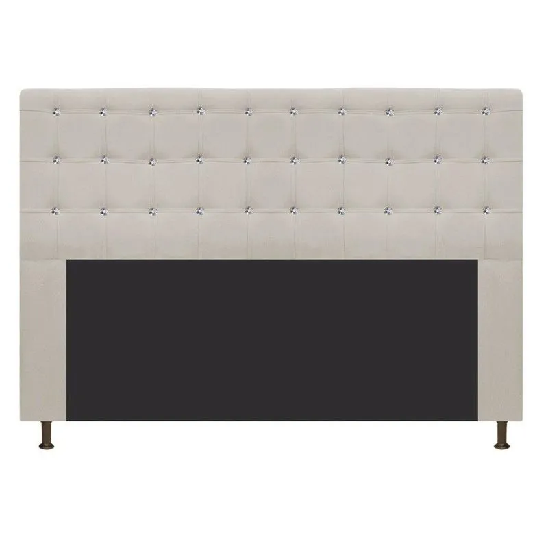 Cabeceira Estofada Dama 195 Cm King Size Com Strass Bege