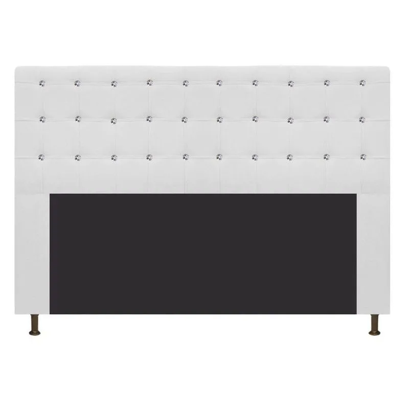 Cabeceira Estofada Dama 195 Cm King Size Com Strass Branco