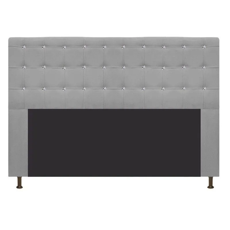 Cabeceira Estofada Dama 195 Cm King Size Com Strass Cinza