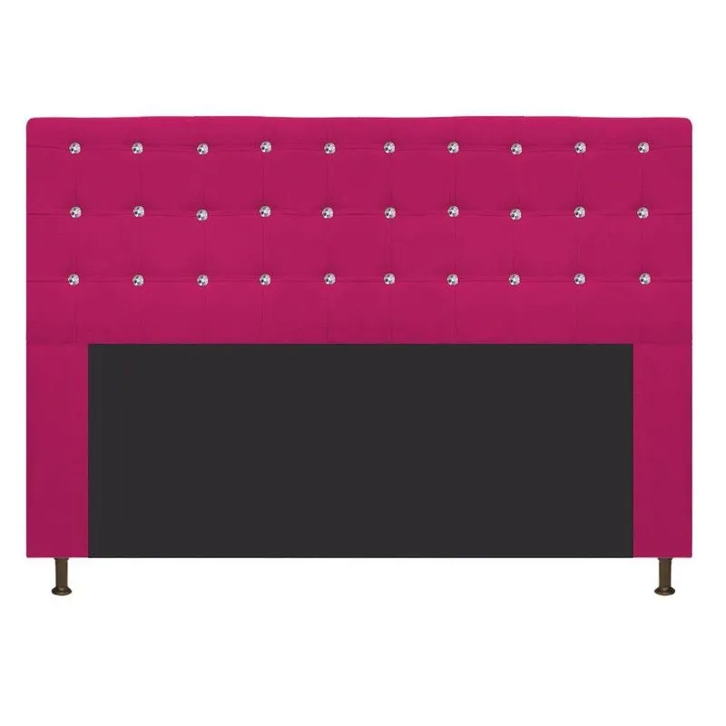 Cabeceira Dama 195cm King Size Com Strass Suede Pink