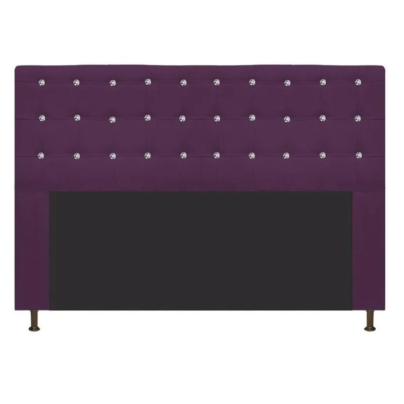 Cabeceira Estofada Dama 195 Cm King Size Com Strass Roxo