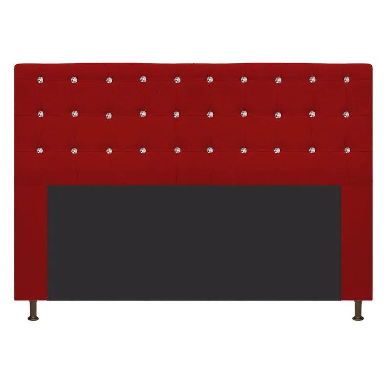 Cabeceira Estofada Dama 195 Cm King Size Com Strass Vermelho