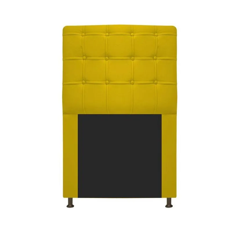 Cabeceira Dama 90cm Solteiro Com Botonê Amarelo