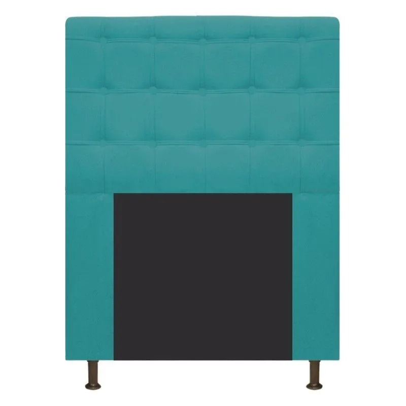 Cabeceira Estofada 90 Cm Solteiro Com Botonê Suede Azul