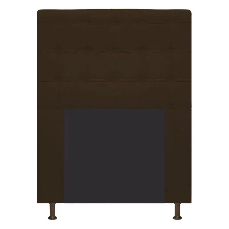 Cabeceira Estofada 90 Cm Solteiro Com Botonê Suede Marrom