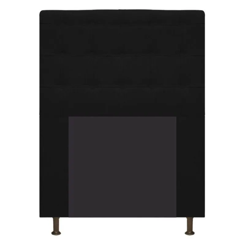 Cabeceira Estofada 90 Cm Solteiro Com Botonê Suede Preto
