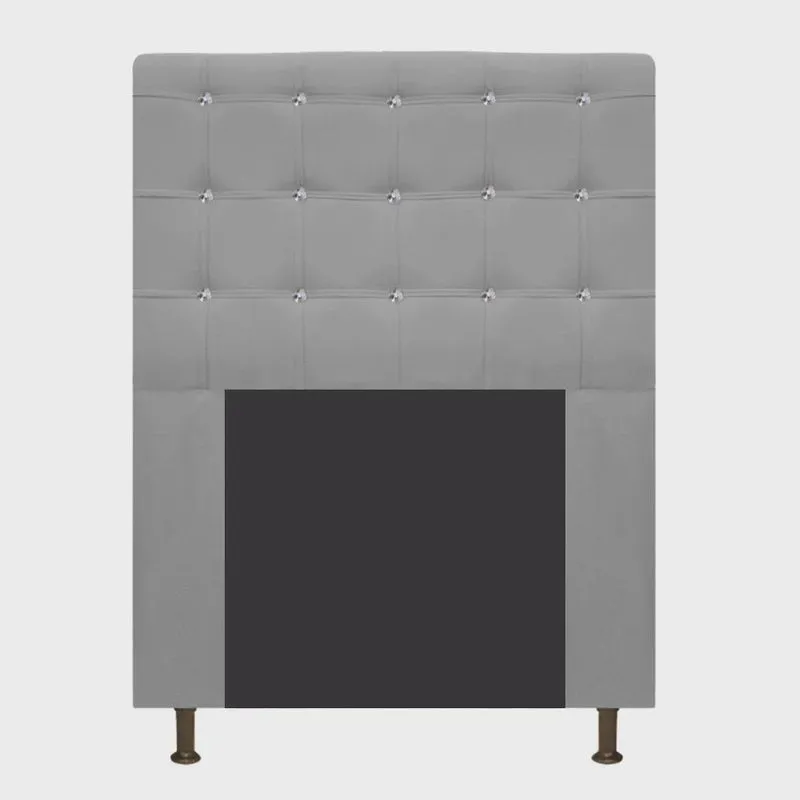 Cabeceira Estofada Dama 90 cm Solteiro Com Strass Suede Cinza - adj Decor