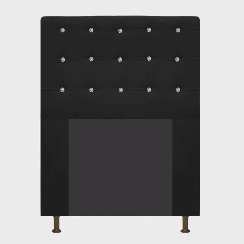 Cabeceira Estofada Dama 90 cm Solteiro Com Strass Suede Preto - adj Decor