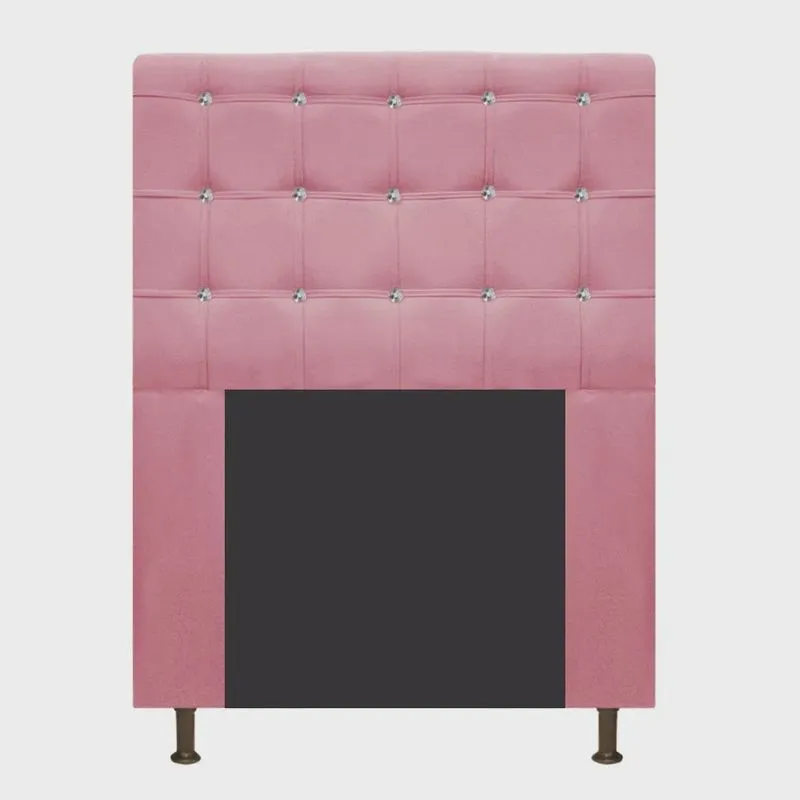 Cabeceira Estofada Dama 90 cm Solteiro Com Strass Suede Rosa Bebê - adj Decor