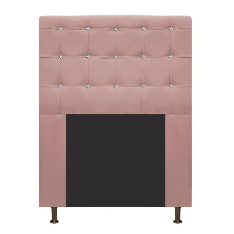Cabeceira Estofada Dama 90 cm Solteiro Com Strass Suede Rosê - Amarena Móveis