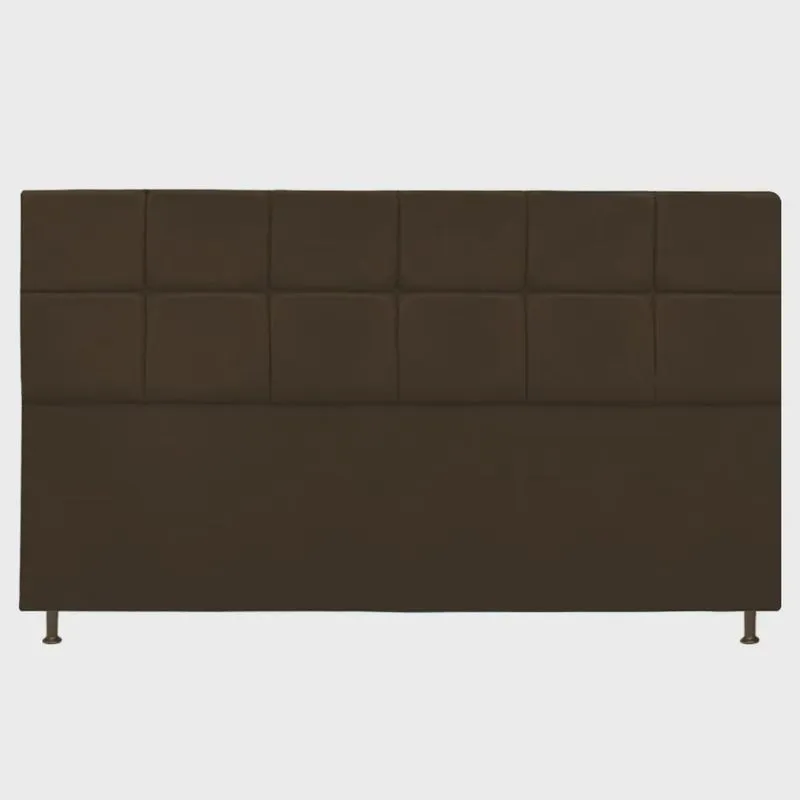 Cabeceira Estofada Damares 195 cm King Size Com Botonê Suede Marrom - adj Decor