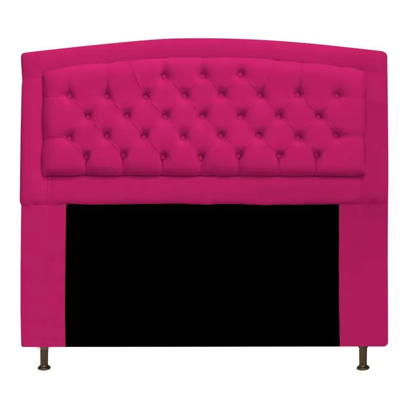 Cabeceira Estofada Geovana 140 cm Casal Com Capitonê Suede Pink - Amarena Móveis