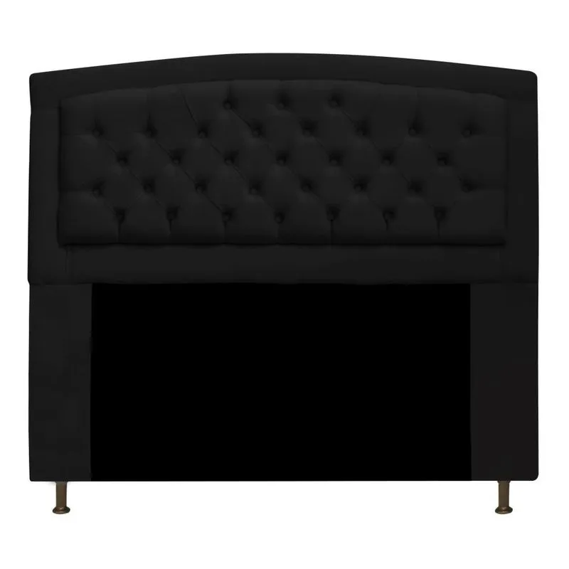 Cabeceira Estofada Geovana 140 cm Casal Com Capitonê Suede Preto - Amarena Móveis
