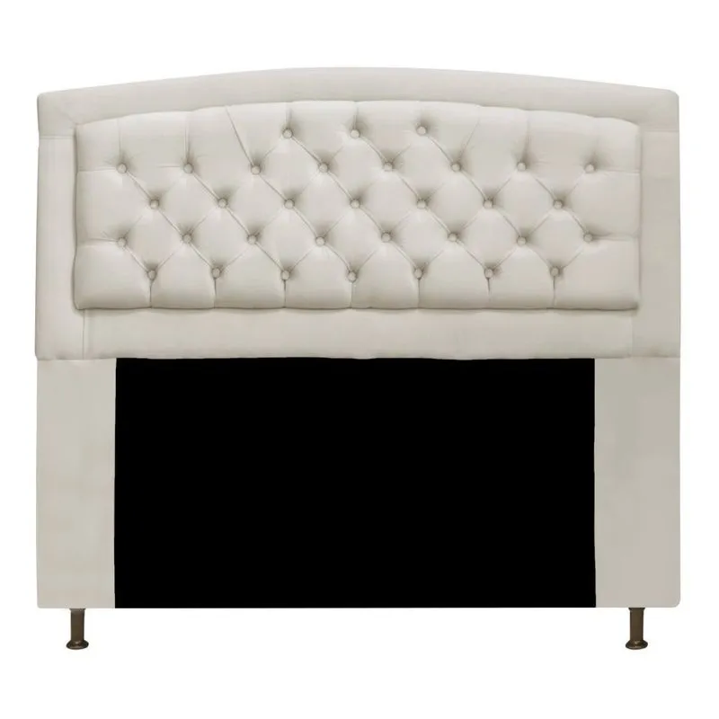 Cabeceira Estofada Geovana 195 cm King Size Com Capitonê Suede Bege - Amarena Móveis