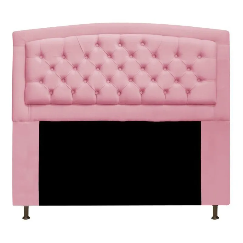 Cabeceira Estofada Geovana 195 cm King Size Com Capitonê Suede Rosa Bebê - Amarena Móveis