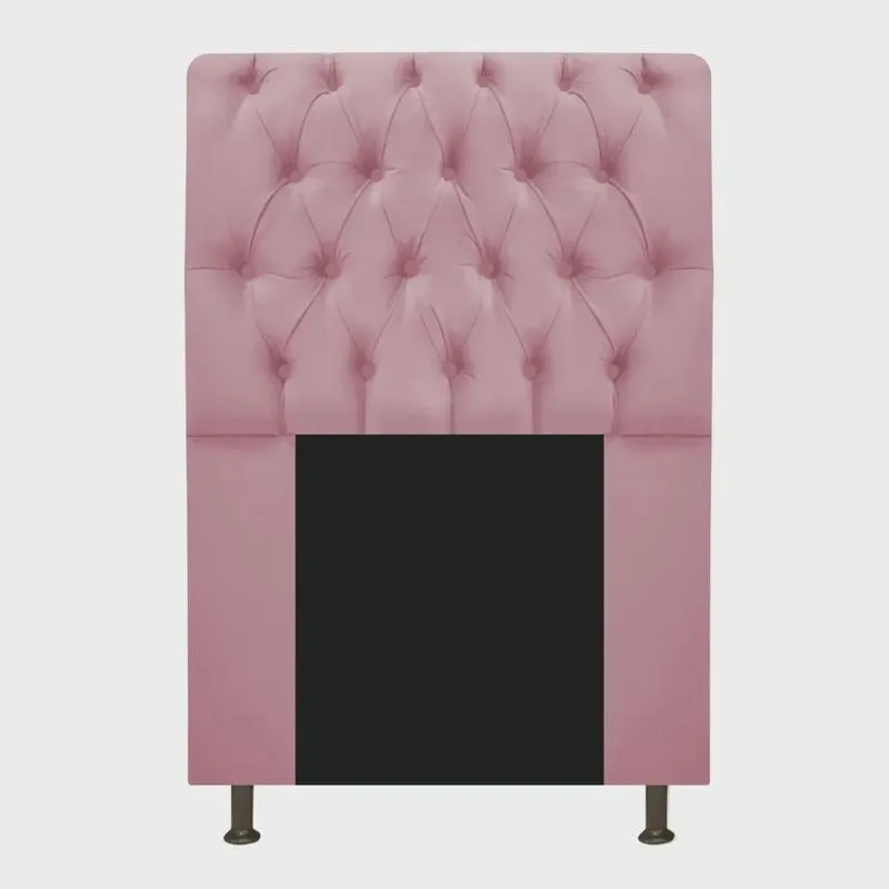 Cabeceira Estofada Lady 100 cm Solteiro Com Capitonê Suede Rosa Bebê renascer decor Cabeceira Estofada Lady 100 cm Solteiro Com Capitonê Suede Rosa Bebê - adj Decor