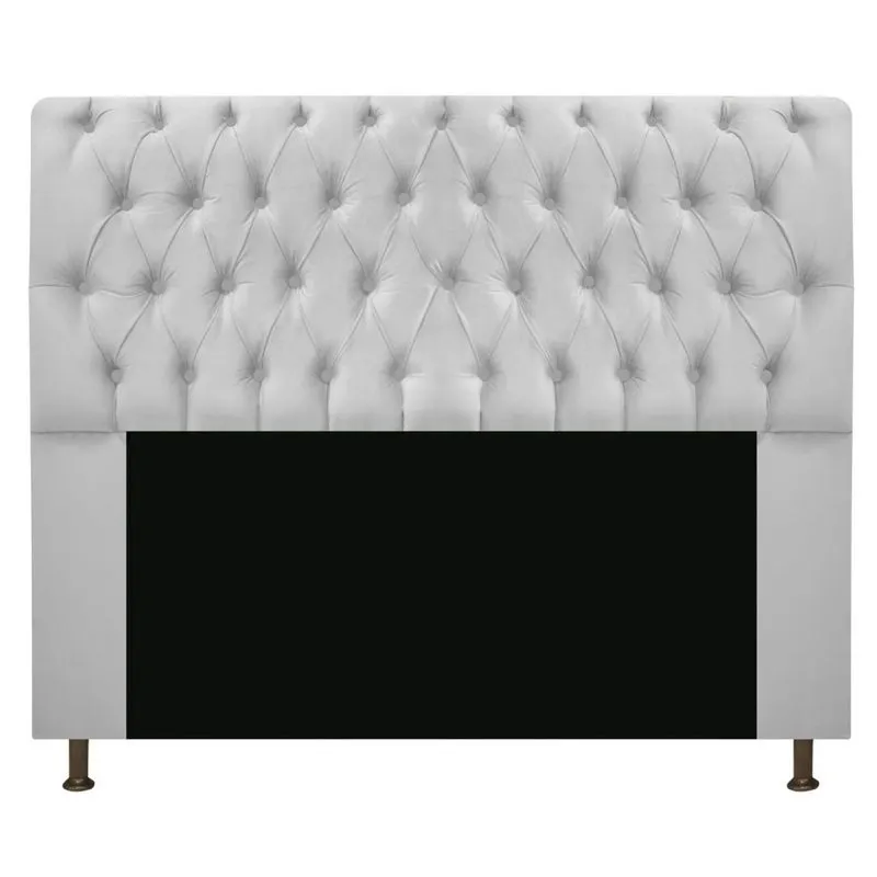 Cabeceira Estofada Lady 140 cm Casal Com Capitonê Suede Branco - Amarena Móveis