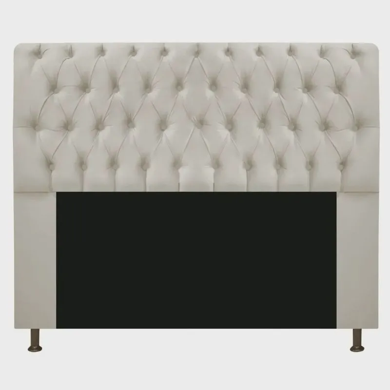 Cabeceira Estofada Lady 195 cm King Size Com Capitonê Suede Bege - adj Decor