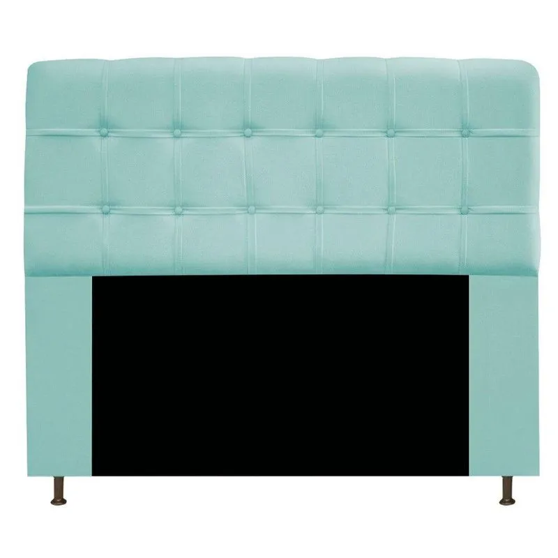 Cabeceira Mel 140 Cm Casal Com Botonê Suede Azul Tiffany