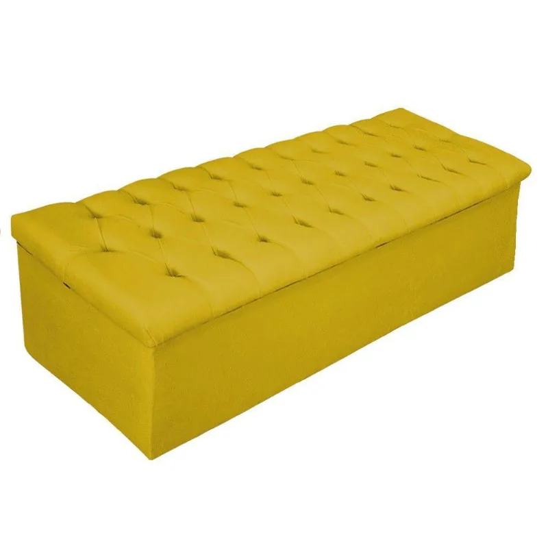 Calçadeira Baú Estofada 160cm Queen Size Amarelo Adj Decor