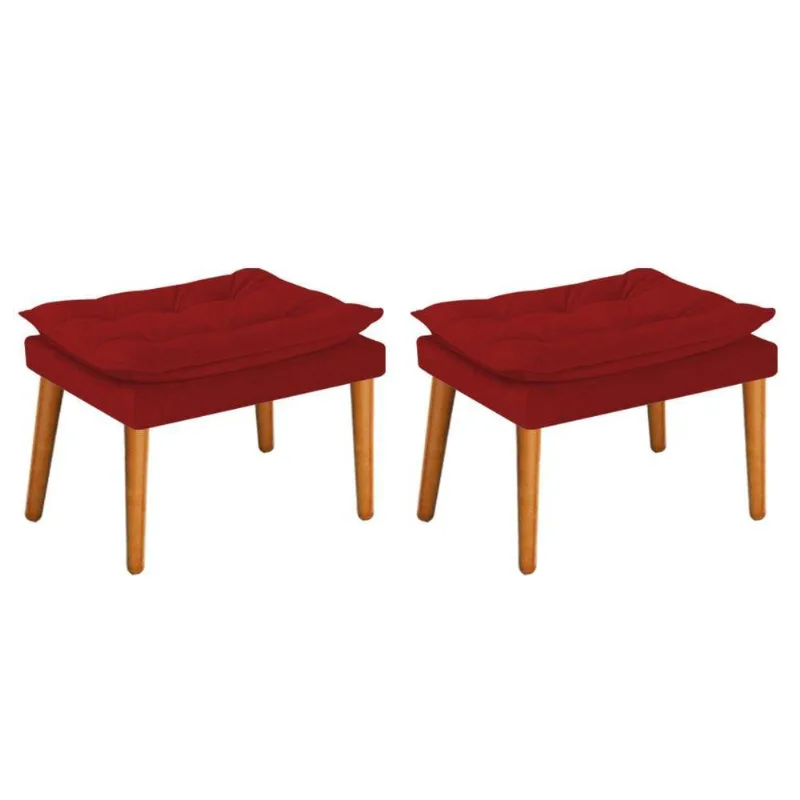 Kit 02 Puffs Apolo Palito Mel Suede Vermelho