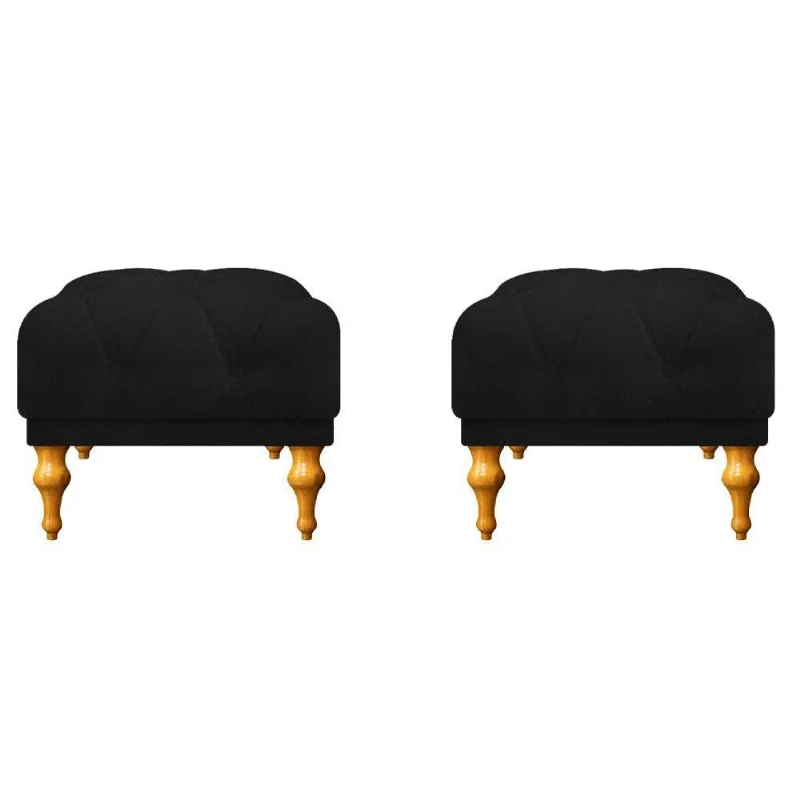 Kit 02 Puffs Decorativos Dani Suede Preto Adj Decor