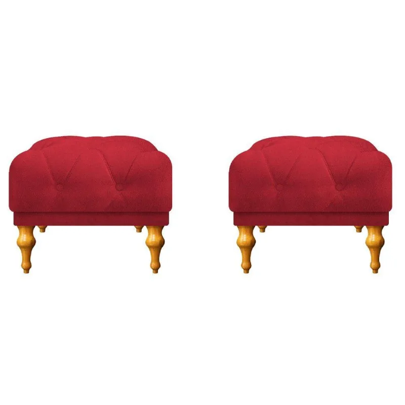Kit 02 Puffs Decorativos Dani Vermelho