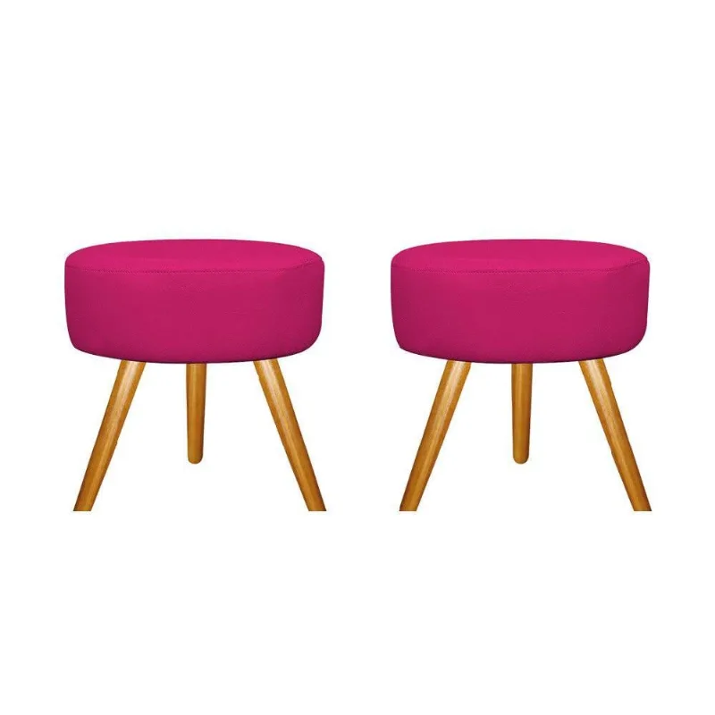 Kit 02 Puffs Sofia Palito Mel Suede Pink Adj Decor