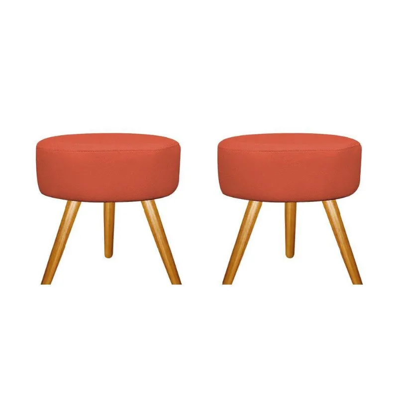 Kit 02 Puffs Sofia Palito Mel Suede Terracota Adj Decor