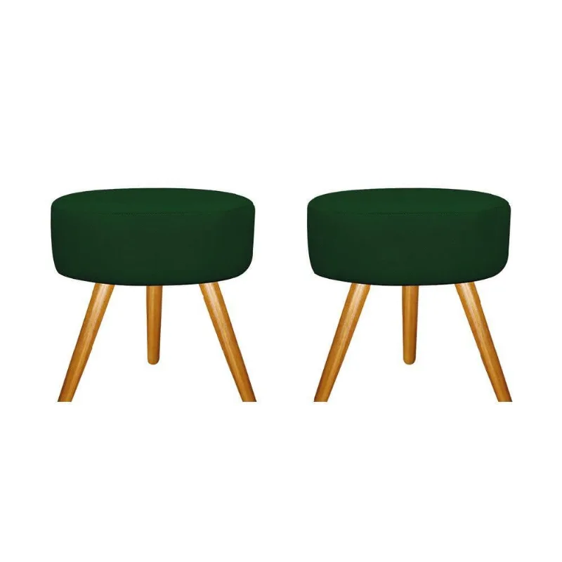 Kit 02 Puffs Sofia Palito Mel Suede Verde Adj Decor