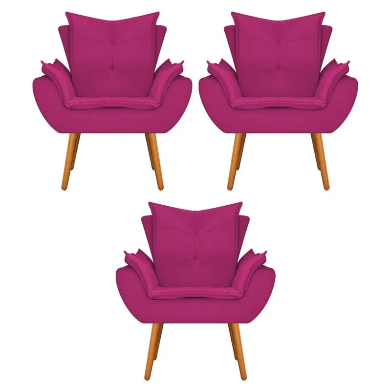 kit 03 Poltronas Apolo Palito Mel Suede Pink - ADJ Decor