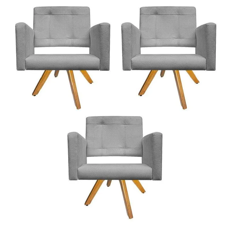 03 Poltronas Gênesis Suede Cinza