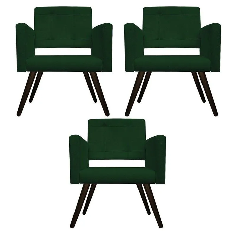 03 Poltronas Gênesis Palito Tabaco Suede Verde