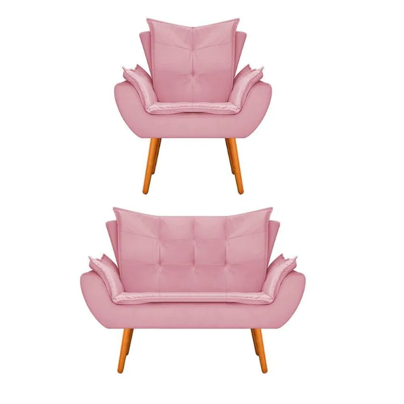 Kit Namoradeira Poltrona Apolo Pés Mel Rosa Bebê