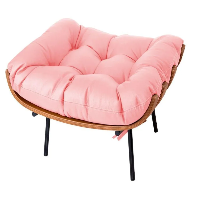 Kit Poltrona e Puff Costela Base Fixa Corano Rosa Bebê