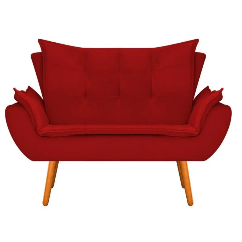 Namoradeira Apolo Pés Palito Mel Suede Vermelho Adj Decor