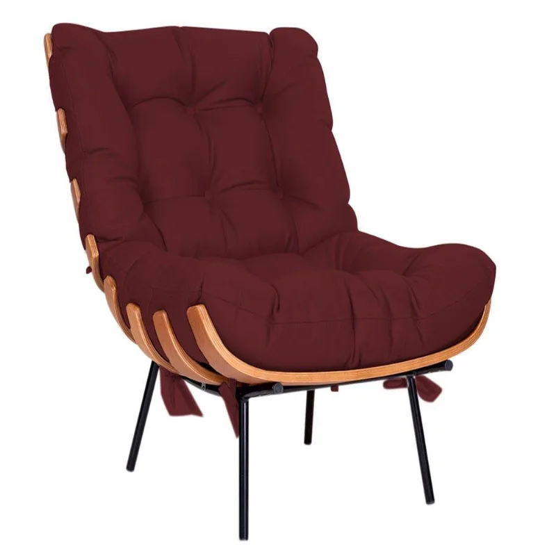 Poltrona Decorativa Costela Base Fixa Corano Bordô