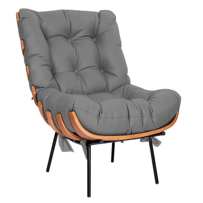 Poltrona Decorativa Costela Base Fixa Corano Cinza