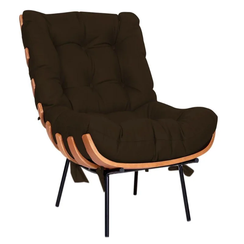 Poltrona Decorativa Costela Base Fixa Corano Marrom
