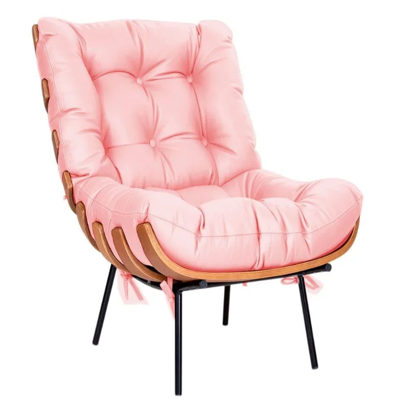 Poltrona Decorativa Costela Base Fixa Corano Rosa Bebê