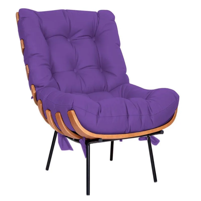 Poltrona Decorativa Costela Base Fixa Corano Roxo