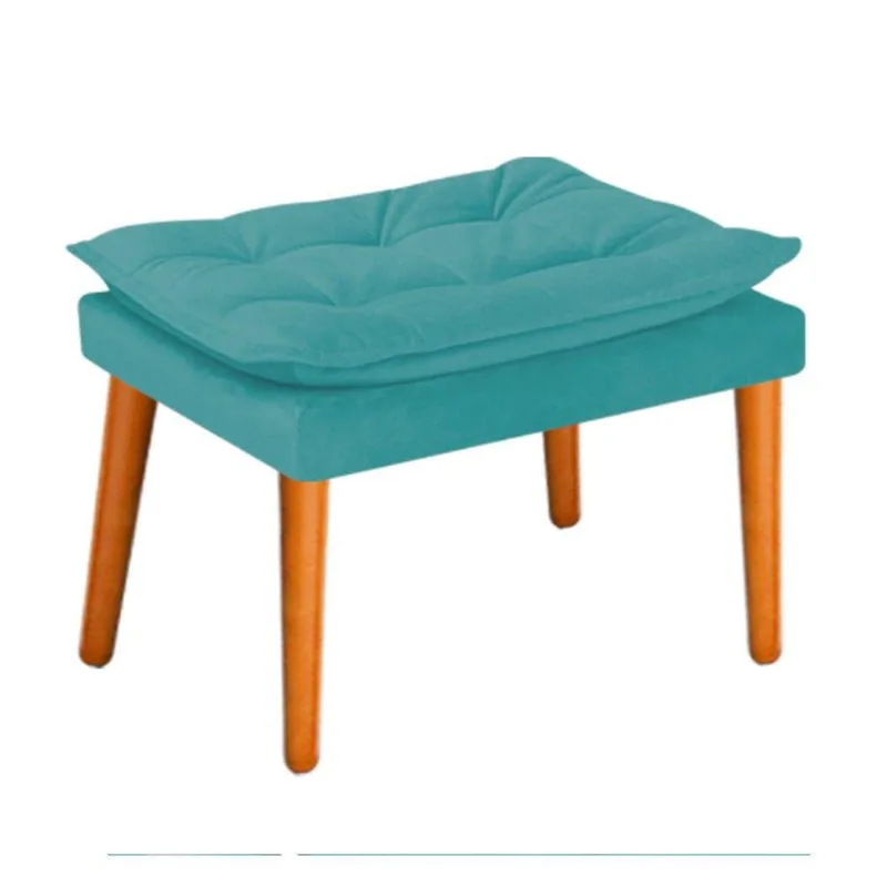 Puff Apolo Palito Mel Suede Azul Turquesa Adj Decor