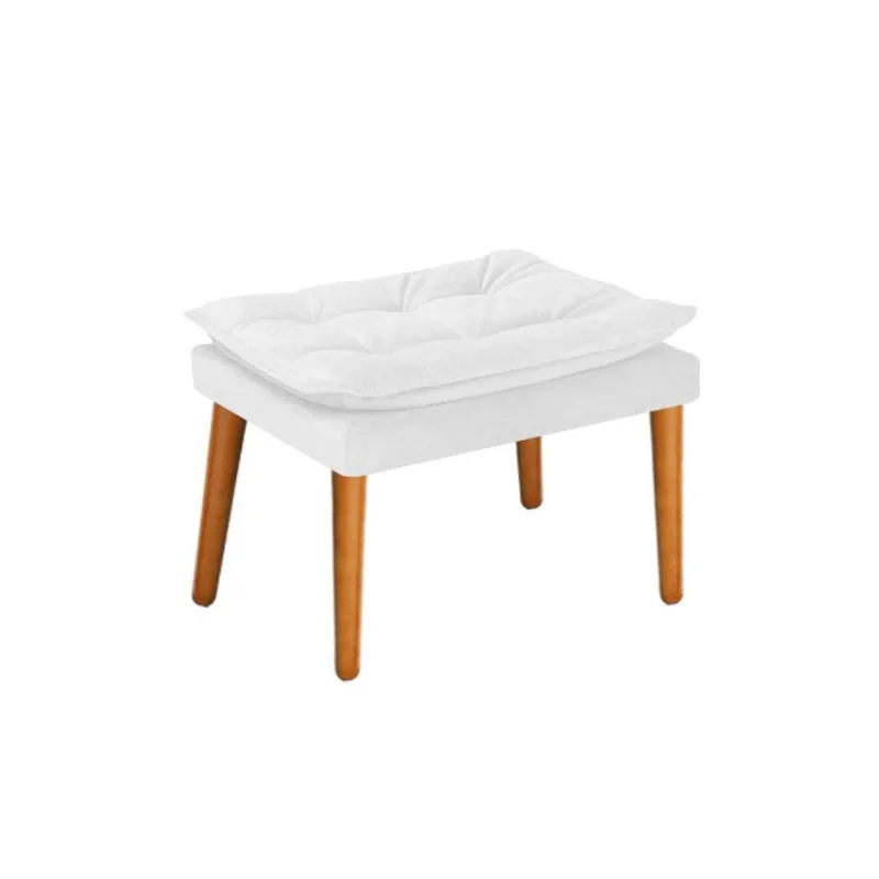 Puff Apolo Palito Mel Suede Branco Adj Decor