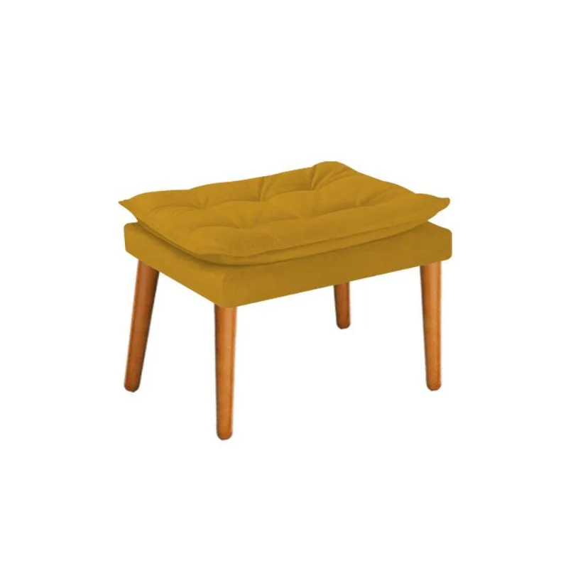 Puff Apolo Palito Mel Suede Mostarda Adj Decor