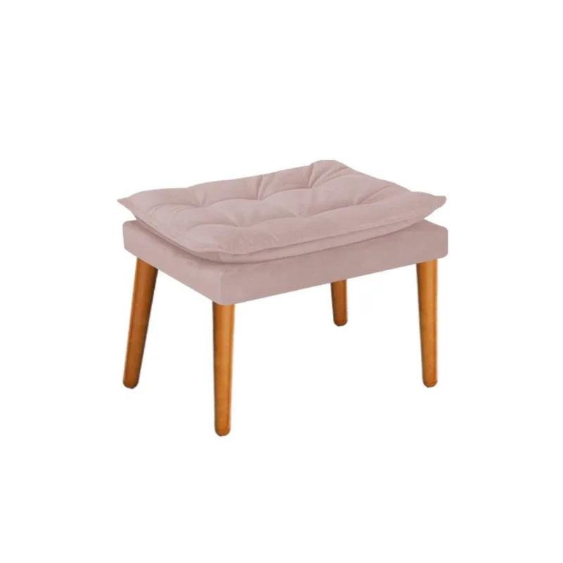 Puff Apolo Palito Mel Suede Rosê Adj Decor