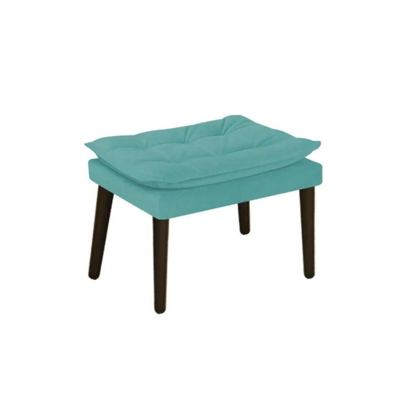 Puff Apolo Palito Tabaco Suede Azul Turquesa Adj Decor