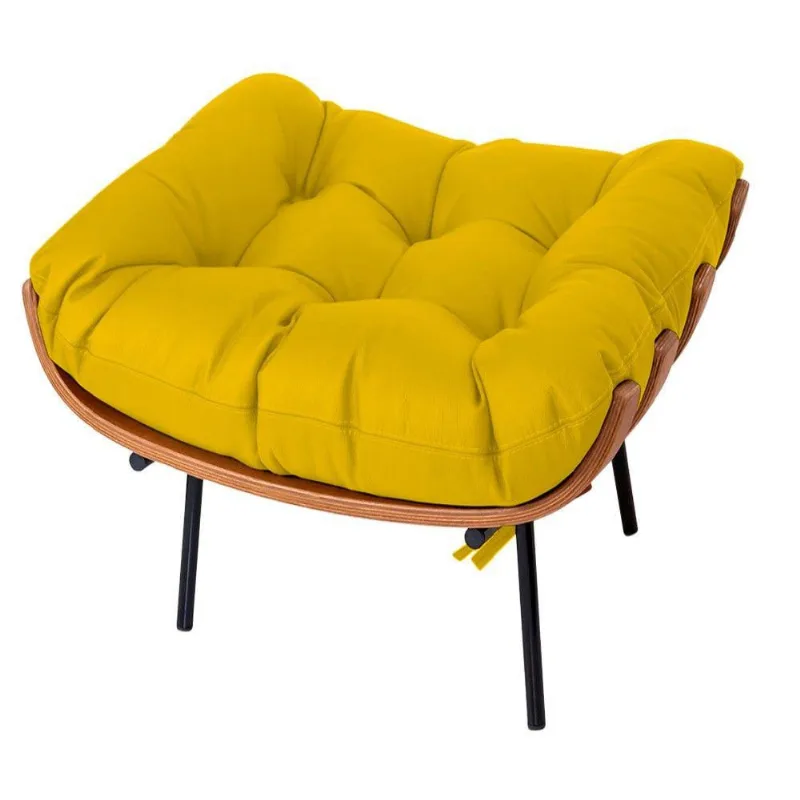 Puff Decorativo Costela Base Fixa Corano Amarelo Adj Decor