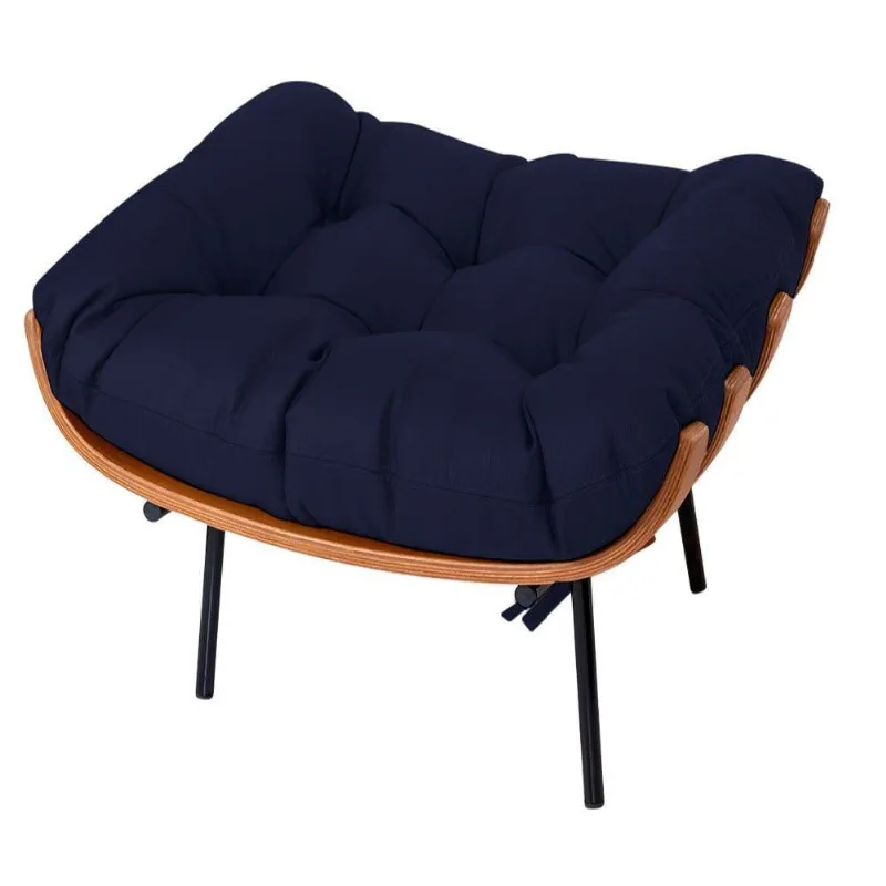 Puff Decorativo Costela Base Fixa Azul Marinho Adj Decor